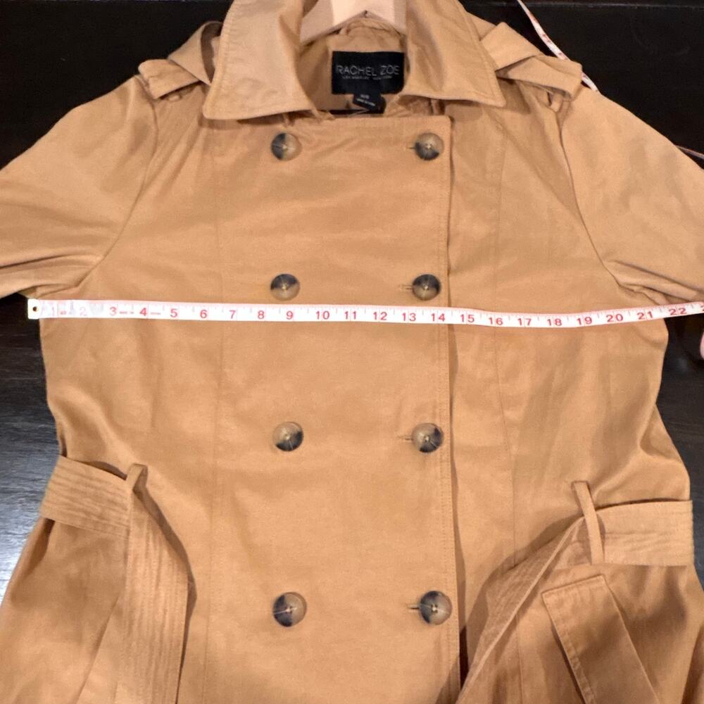 Rachel Zoe Classic Double-Breasted Belted Trench Coat – Camel / Tan size XL - Picture 4 of 8